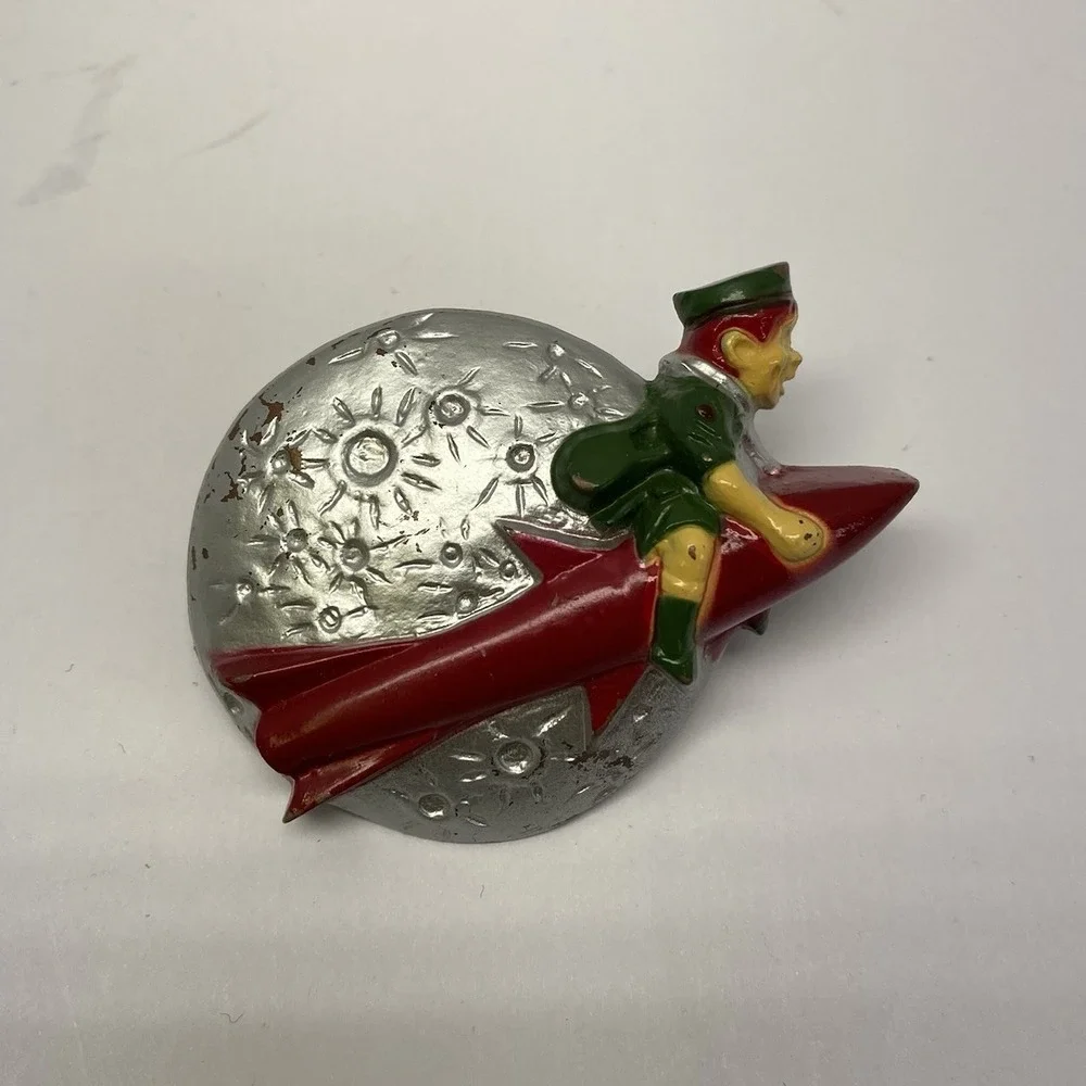 Boy Scout Shooting Past Moon Plastic Neckerchief Tie Slide